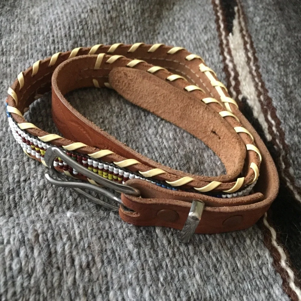 Vintage beaded belt size 26. Firebird design.